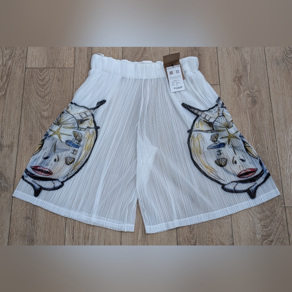 $1140 Mens Burberry Marine Sketch Sheer Shorts White Small